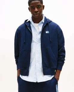 Felpa Tommy Jeans blu con cappuccio e chiusura zip