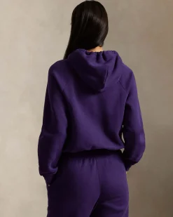 Felpa viola Polo Ralph Lauren in misto cotone felpato con cappuccio e logo a contrasto