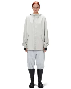 Fishtail Jacket grigio perla con cappuccio e tasche laterali con patta