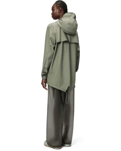 Fishtail Parka corto verde salvia leggero con cappuccio fisso e visiera