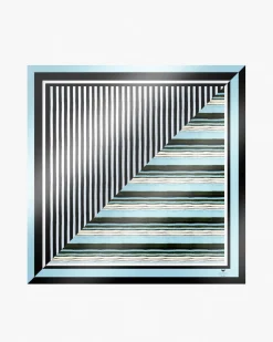 Foulard azzurro e verde in seta Weekend Max Mara a fantasia righe