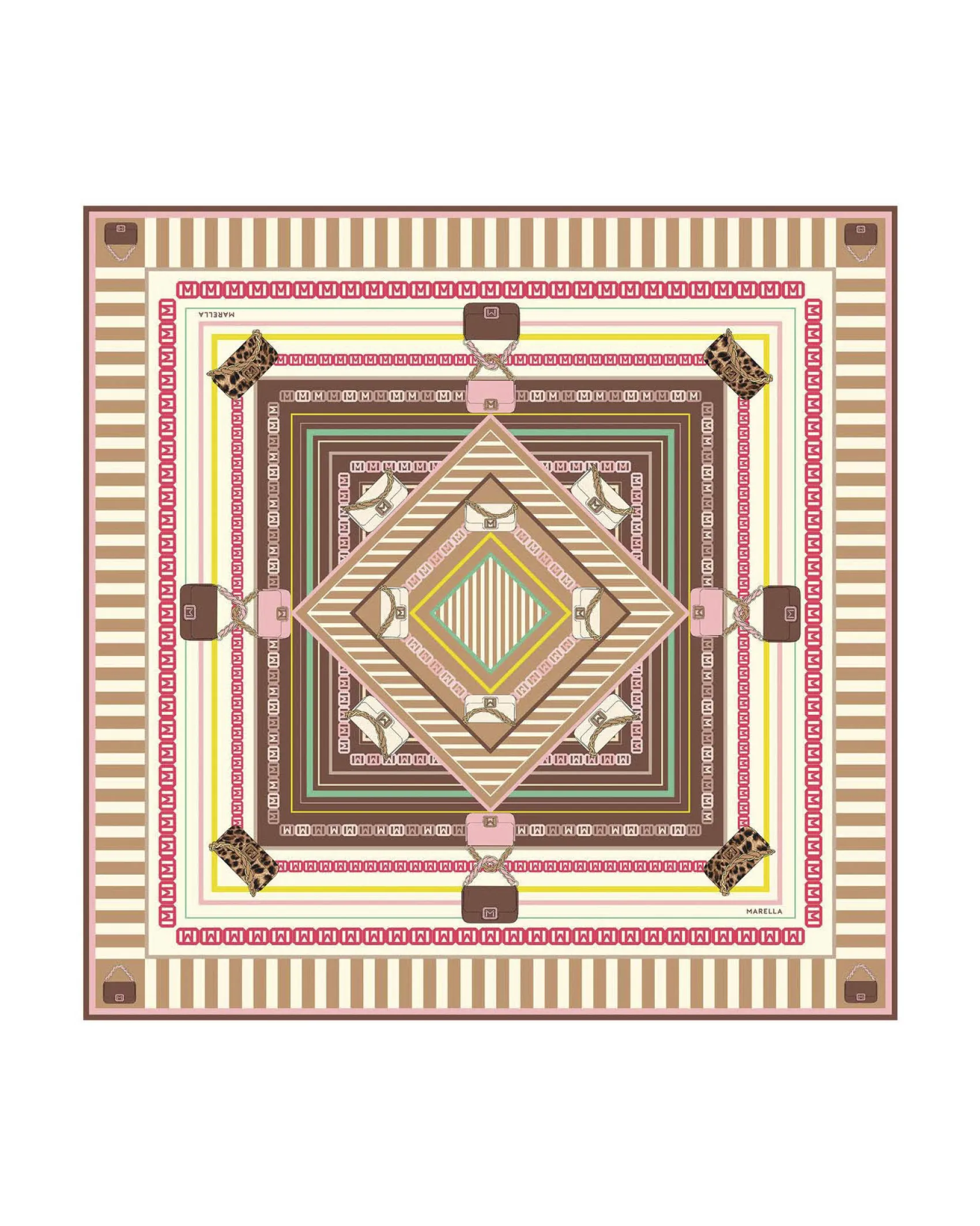 Foulard color cammello e rosa Marella a fantasia bag Emily