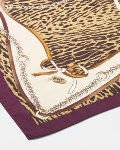 Foulard Liu Jo Accessories bordeaux con motivo patchwork animalier