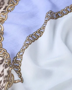 Foulard Liu Jo Accessories azzurro con stampa catene e animalier