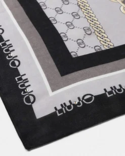 Foulard Liu Jo Accessories nero con stampa catena e logo