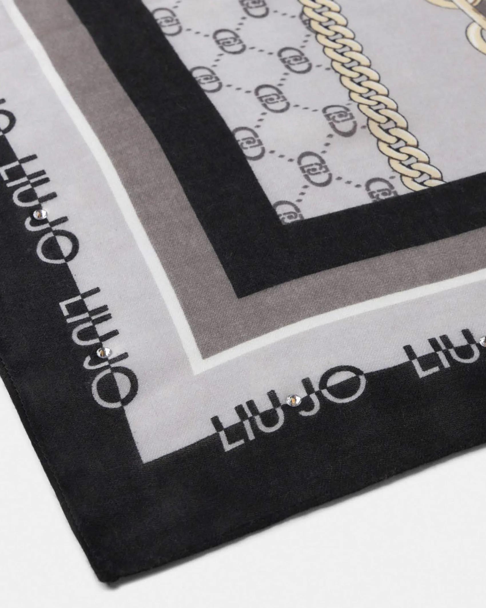 Foulard Liu Jo Accessories nero con stampa catena e logo