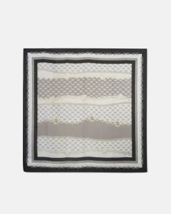 Foulard Liu Jo Accessories nero con stampa catena e logo