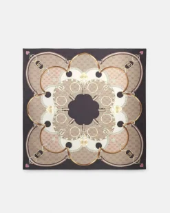Foulard Liu Jo Accessories marrone con stampa catene e cuori