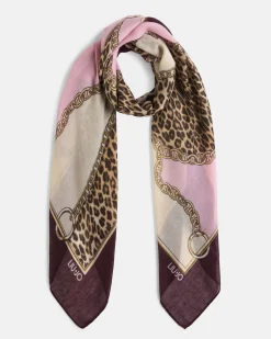 Foulard Liu Jo Accessories bordeaux con stampa catena decorativa