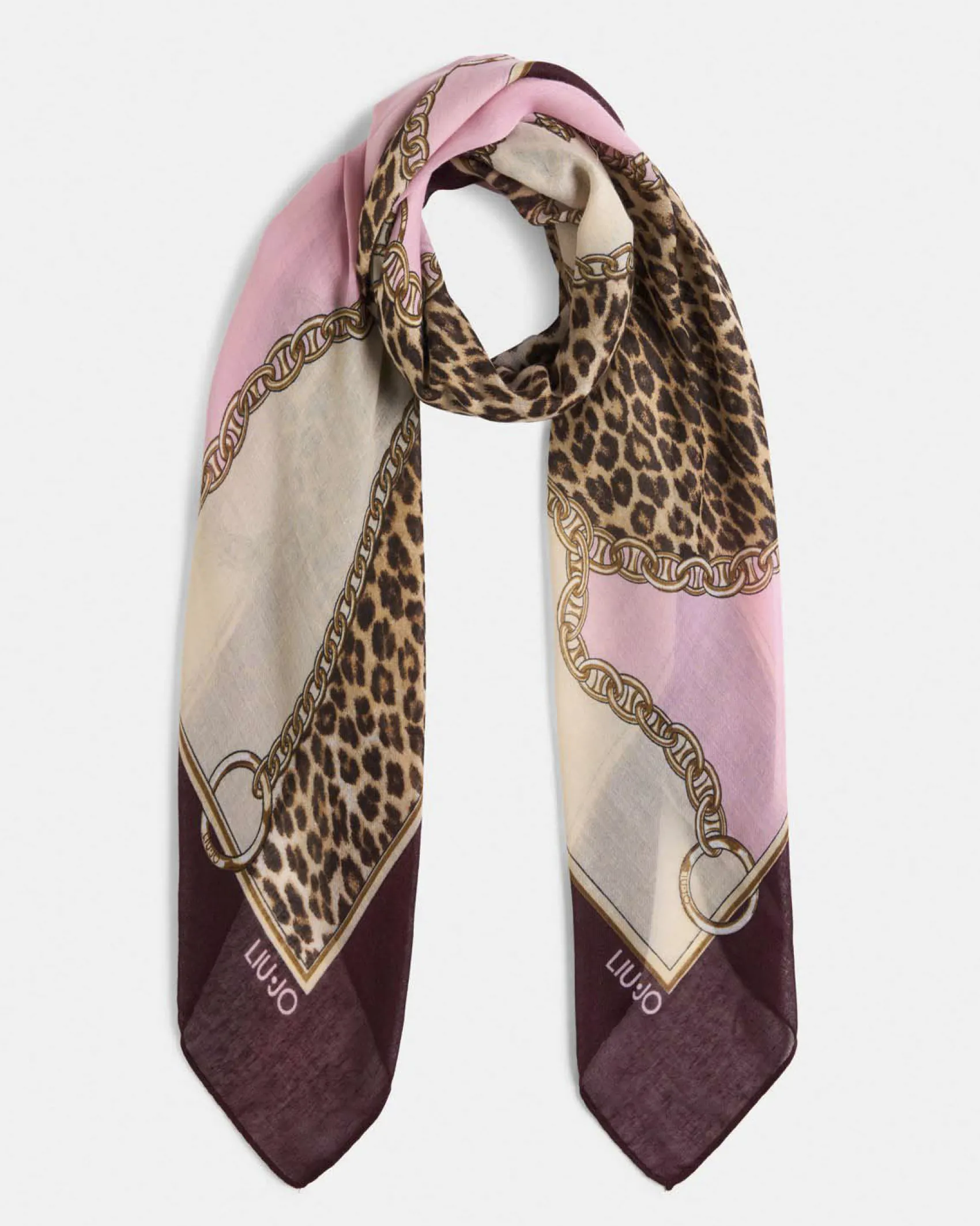 Foulard Liu Jo Accessories bordeaux con stampa catena decorativa