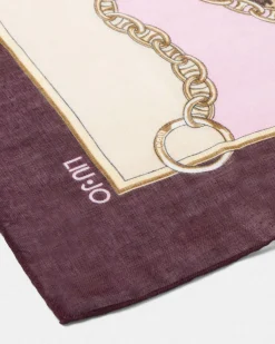 Foulard Liu Jo Accessories bordeaux con stampa catena decorativa
