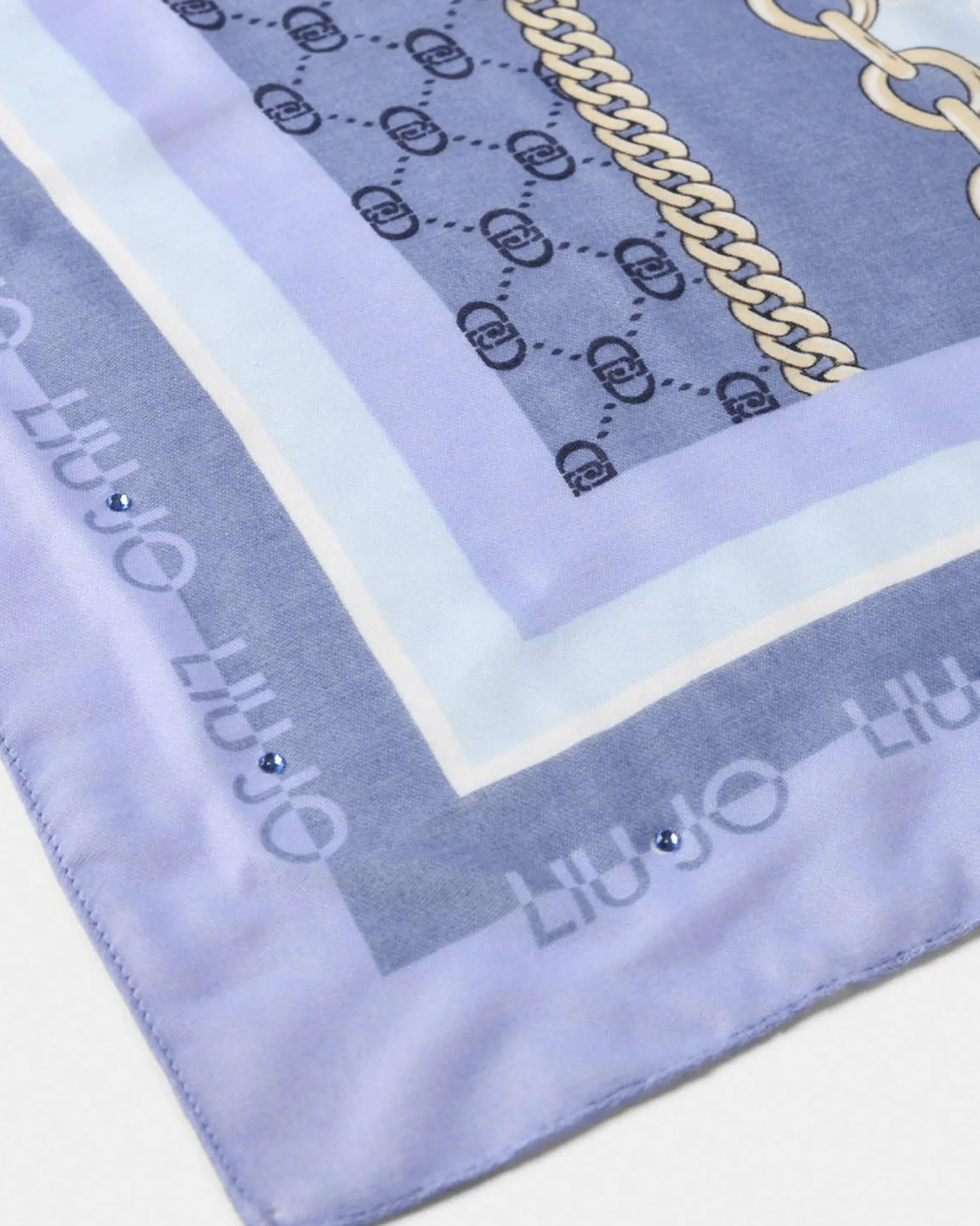 Foulard Liu Jo Accessories azzurro con motivo catene stampato