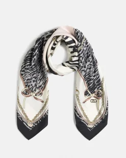 Foulard Liu Jo Accessories nero con stampa animalier in tessuto misto
