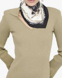Foulard Liu Jo Accessories nero con stampa animalier in tessuto misto