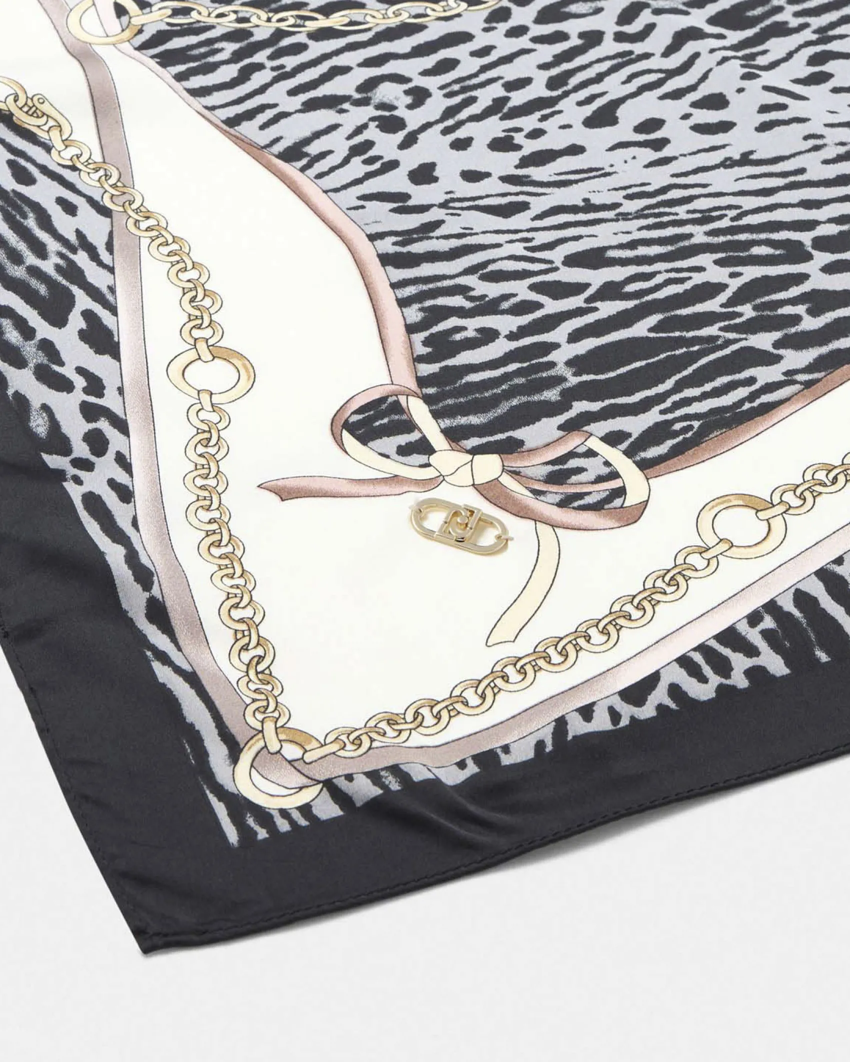 Foulard Liu Jo Accessories nero con stampa animalier in tessuto misto