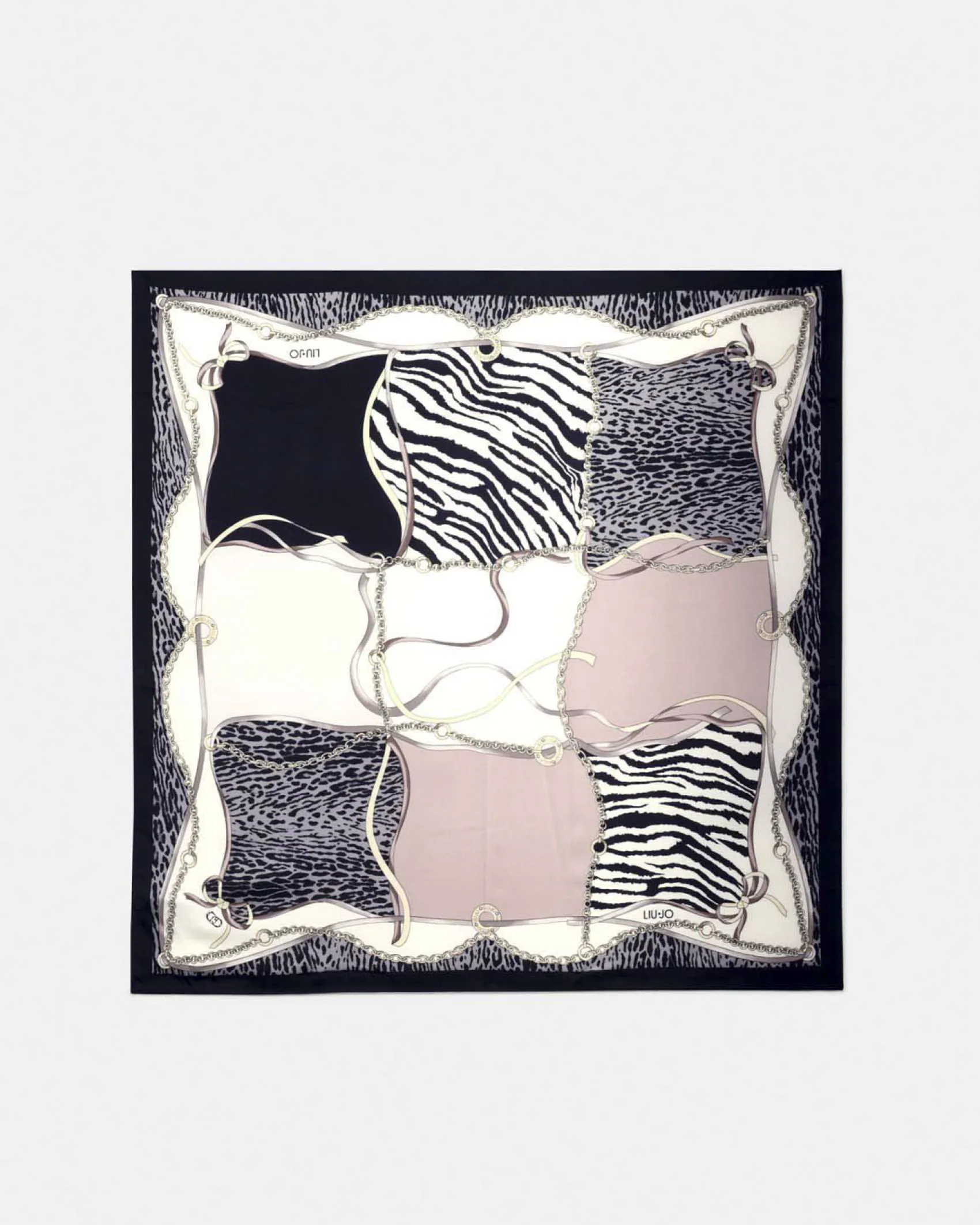 Foulard Liu Jo Accessories nero con stampa animalier in tessuto misto