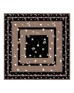 Foulard marrone e nero Marella in seta a stampa fiori bianchi
