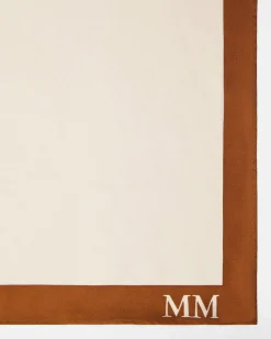Foulard MM Max Mara beige a motivo fiore color cuoio