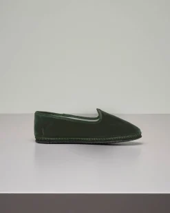 Friulane in velluto color verde militare