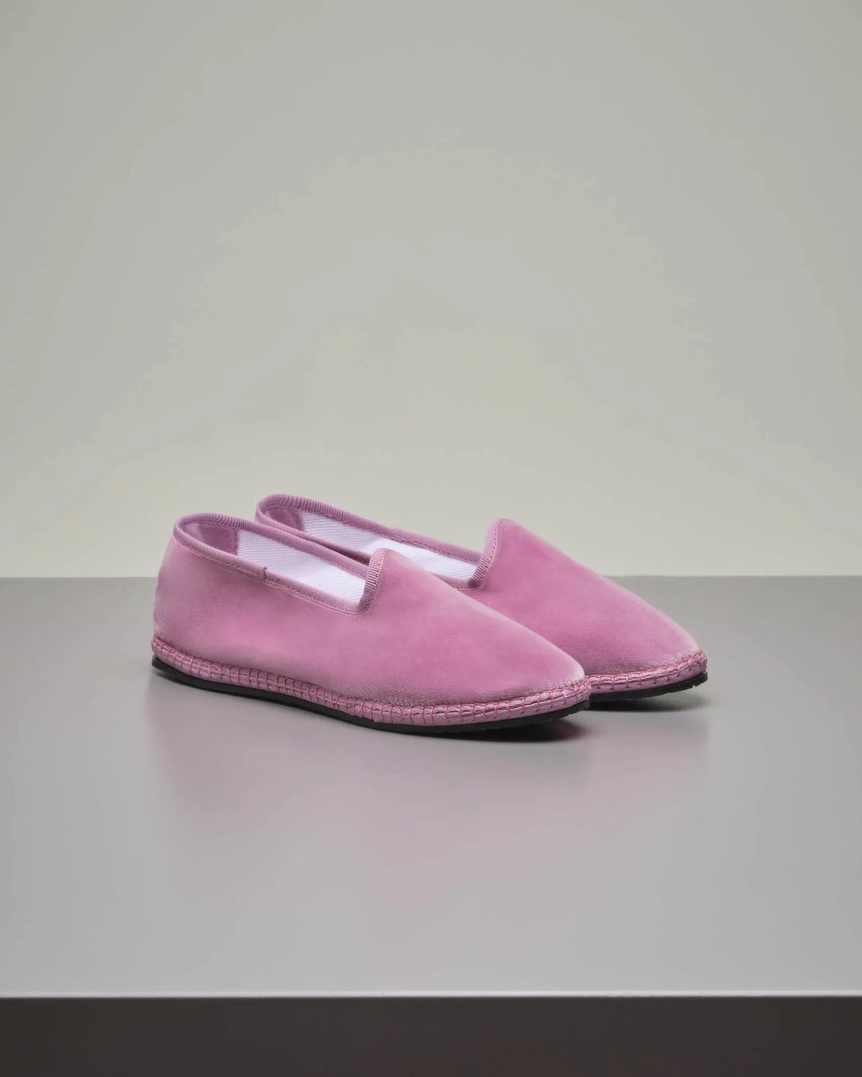 Friulane in velluto color rosa cipria