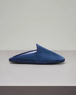 Friulane modello sabot in velluto color avio