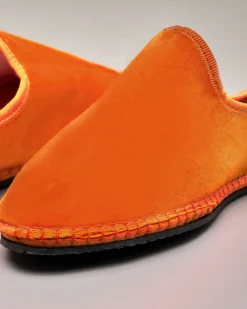 Friulane modello sabot in velluto color arancione