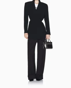 Giacca Armani Exchange nera in tessuto liscio con cintura annodata in vita