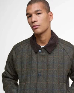 Giacca Barbour Bedale in lana a fantasia check verde militare