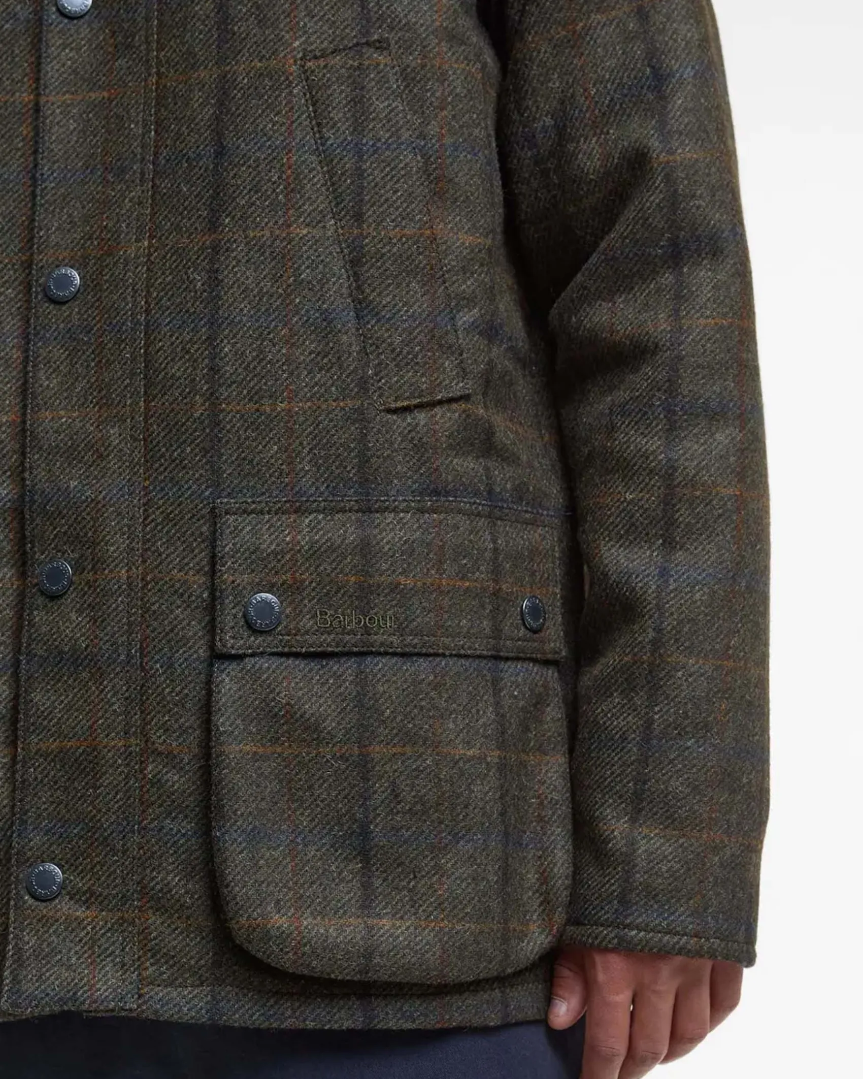 Giacca Barbour Bedale in lana a fantasia check verde militare