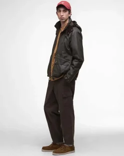 Giacca Barbour Re-Engineered Bardon Spey in cotone cerato verde militare con cappuccio staccabile