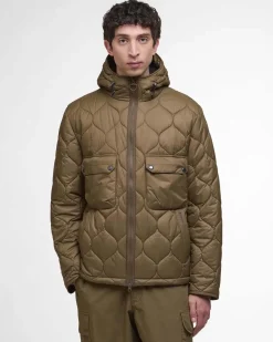 Giacca Barbour Re-Engineered Hooded Spey color fango in nylon ad onde con cappuccio