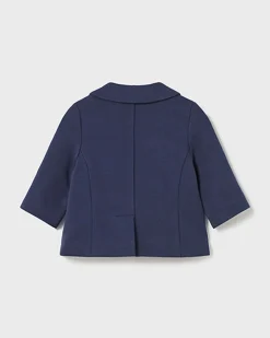 Giacca blu punto milano monopetto