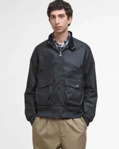 Giacca bomber Barbour Modern Royston blu in cotone cerato