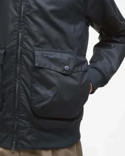 Giacca bomber Barbour Modern Royston blu in cotone cerato