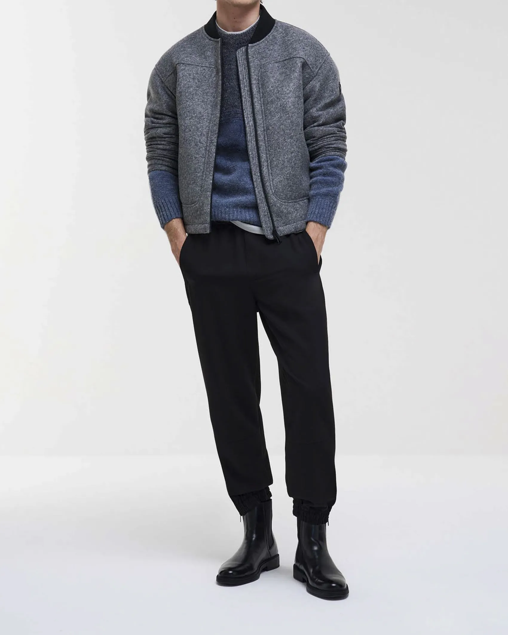 Giacca bomber Colmar Originals grigia in tessuto scuba di misto lana