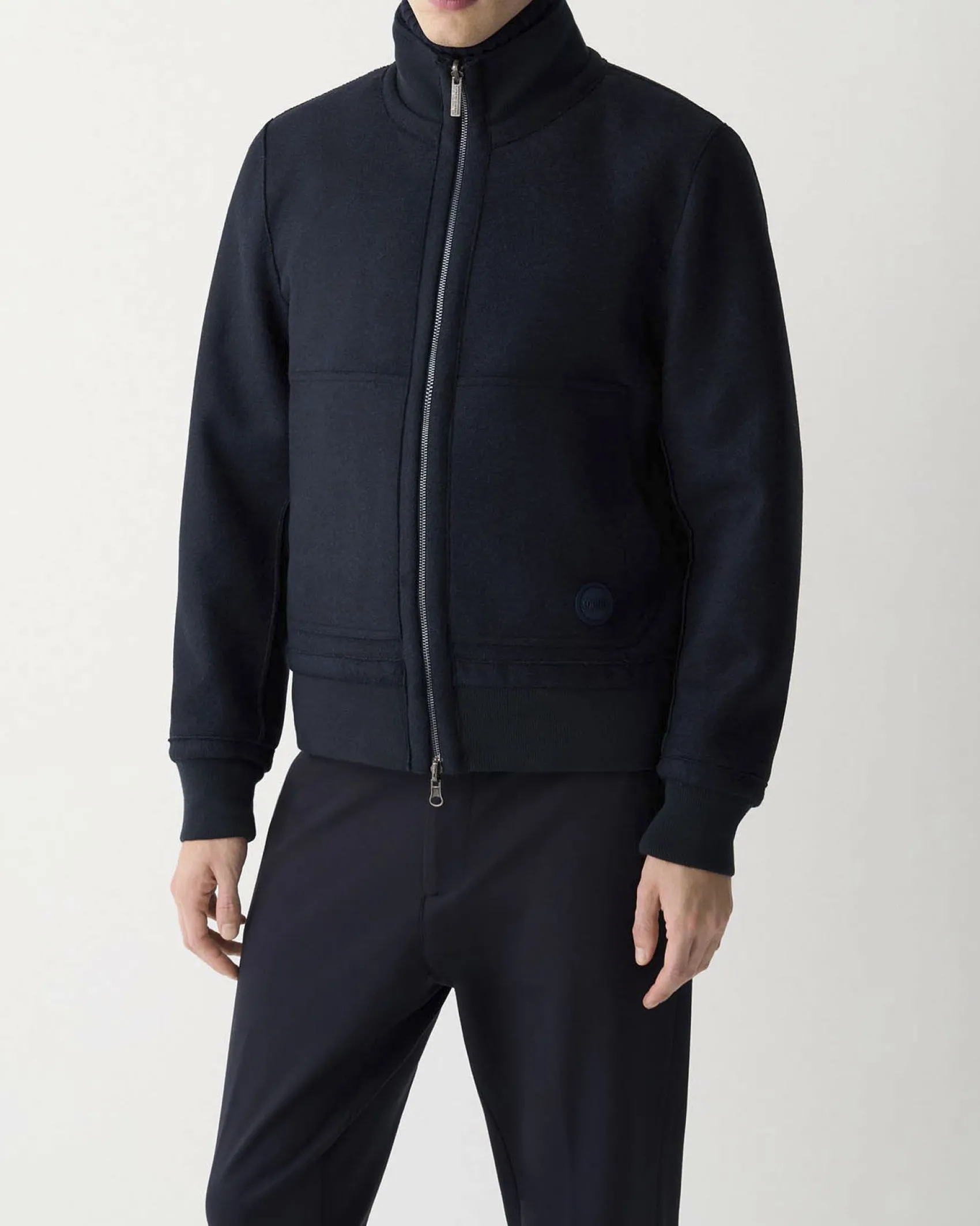 Giacca bomber Colmar Originals in panno di lana a fantasia buffalo check reversibile in tinta unita blu