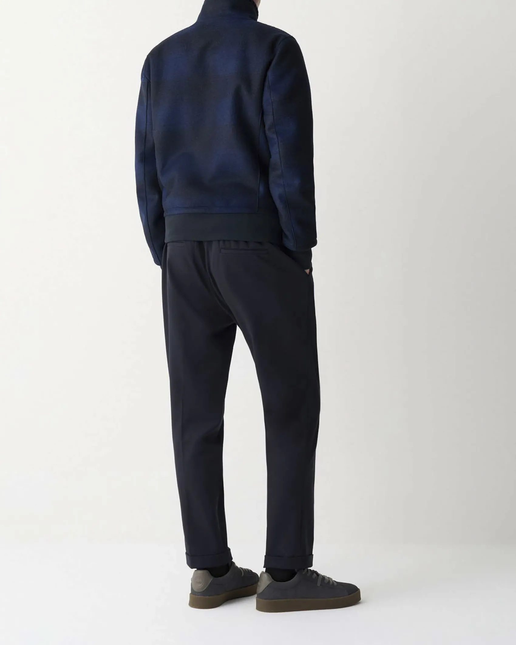 Giacca bomber Colmar Originals in panno di lana a fantasia buffalo check reversibile in tinta unita blu