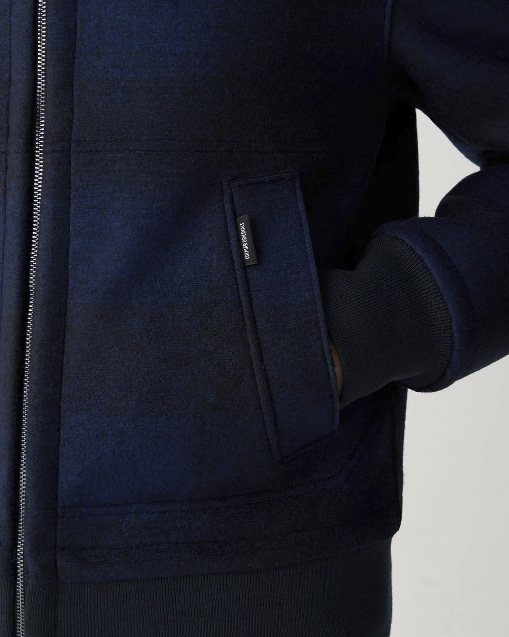 Giacca bomber Colmar Originals in panno di lana a fantasia buffalo check reversibile in tinta unita blu