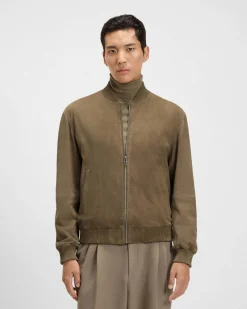Giacca bomber Muller Boss in pelle scamosciata color cammello