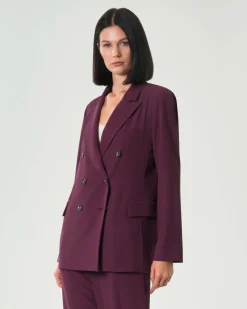 Giacca bordeaux doppiopetto Hlo! in cady con scollo a rever