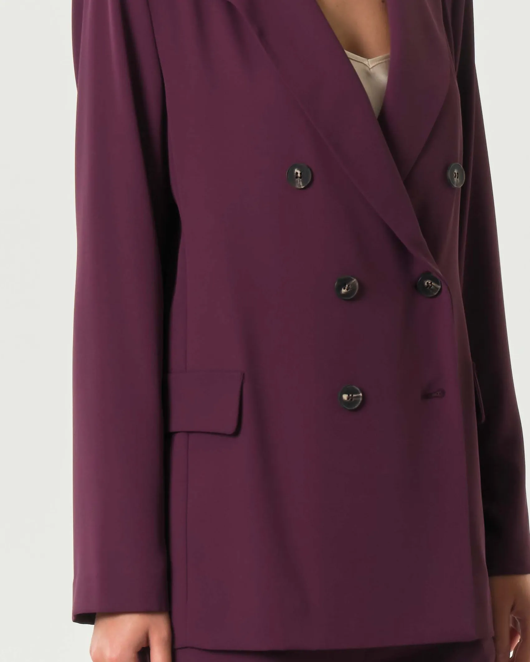 Giacca bordeaux doppiopetto Hlo! in cady con scollo a rever