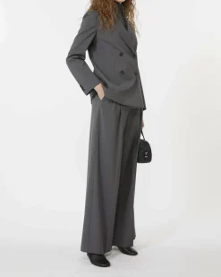 Giacca doppiopetto grigia Weekend Max Mara in t ela di pura lana stretch