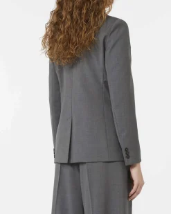 Giacca doppiopetto grigia Weekend Max Mara in t ela di pura lana stretch