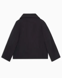 Giacca Emporio Armani blu doppiopetto in nylon stretch