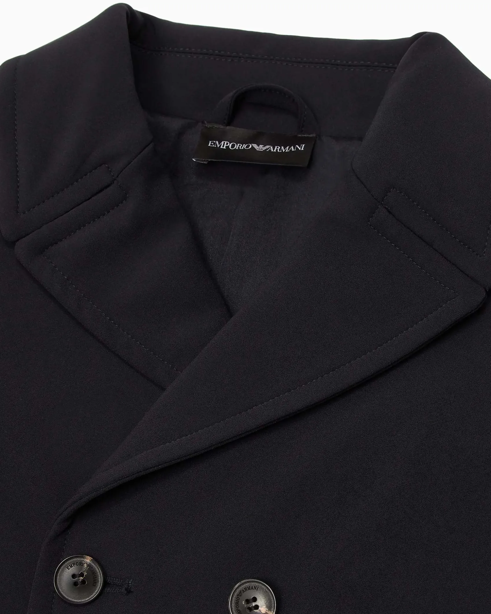 Giacca Emporio Armani blu doppiopetto in nylon stretch