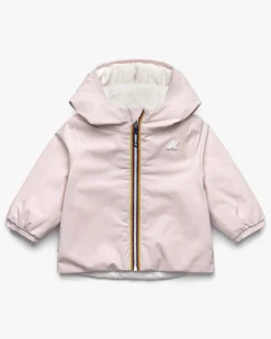 Giacca Jack K-way reversibile rosa e bianca con cappuccio