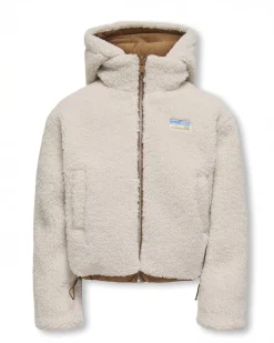 Giacca Kids Only color cammello con doubleface teddy avorio