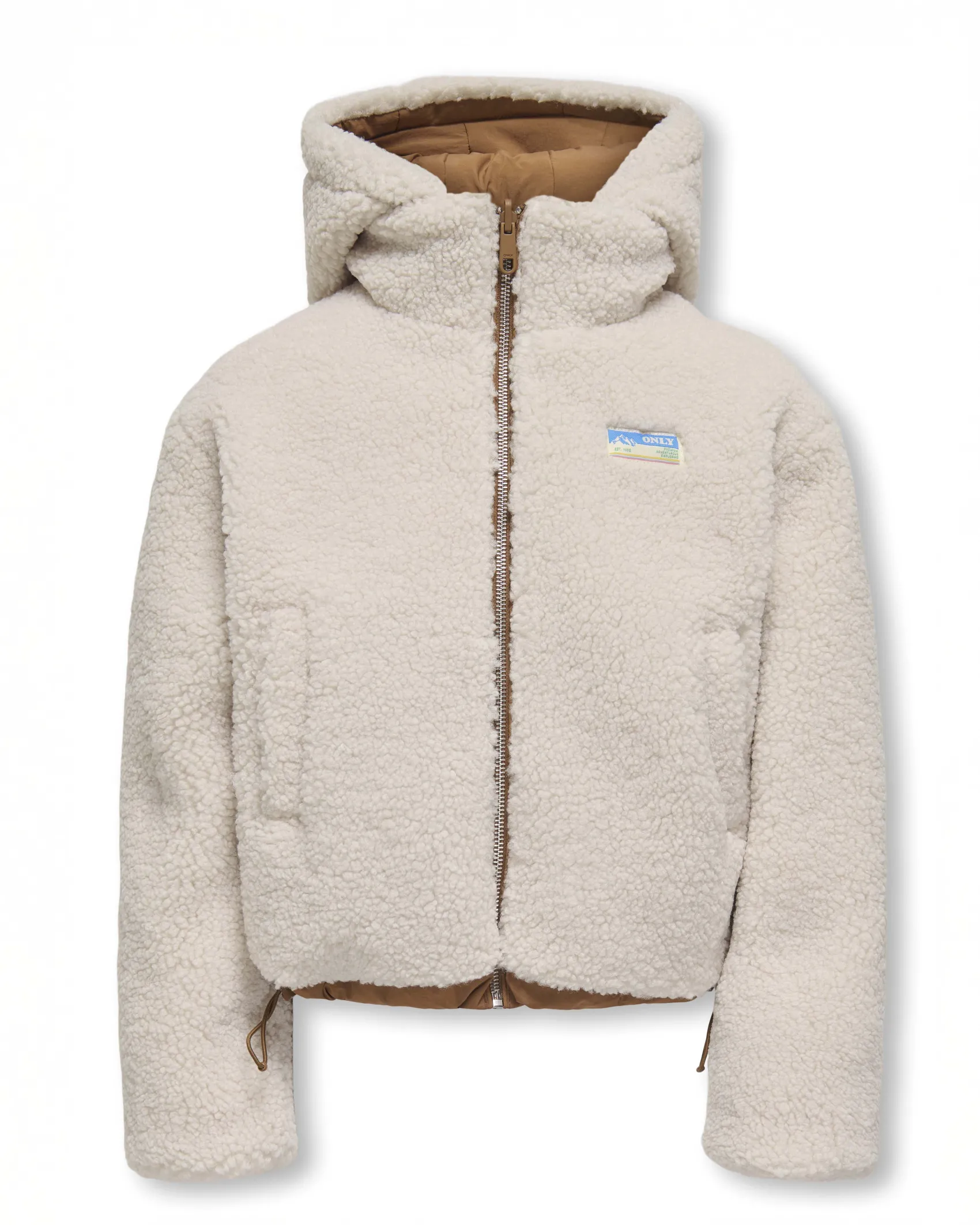Giacca Kids Only color cammello con doubleface teddy avorio