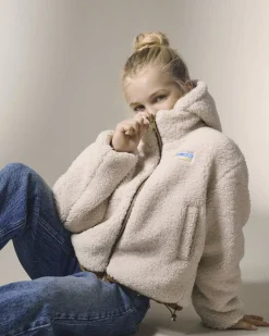 Giacca Kids Only color cammello con doubleface teddy avorio