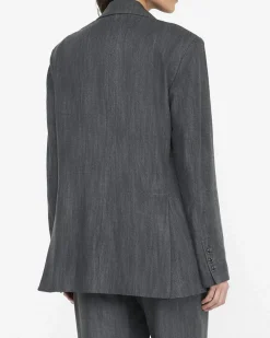 Giacca Liu Jo Jeans grigia in denim di lyocell con bottone